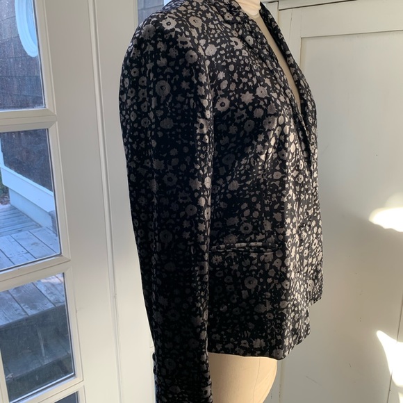 Anthropologie Elevenses Lumi Velvet Floral black and Silver Jacket - Picture 4 of 7
